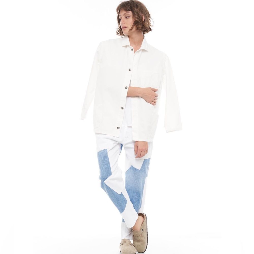 Free People x Sandrine Rose Wide Leg Patchwork Cropped Jeans